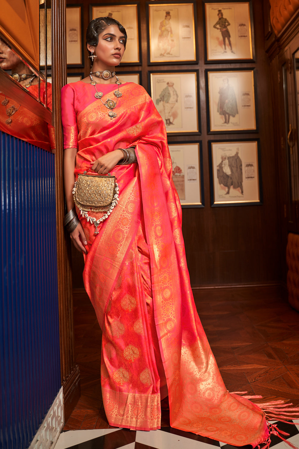 Thulian Pink Kanjivaram Saree