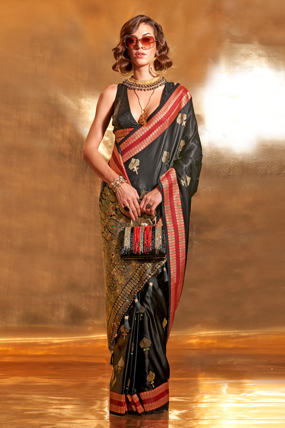 Black Banarasi Silk Saree