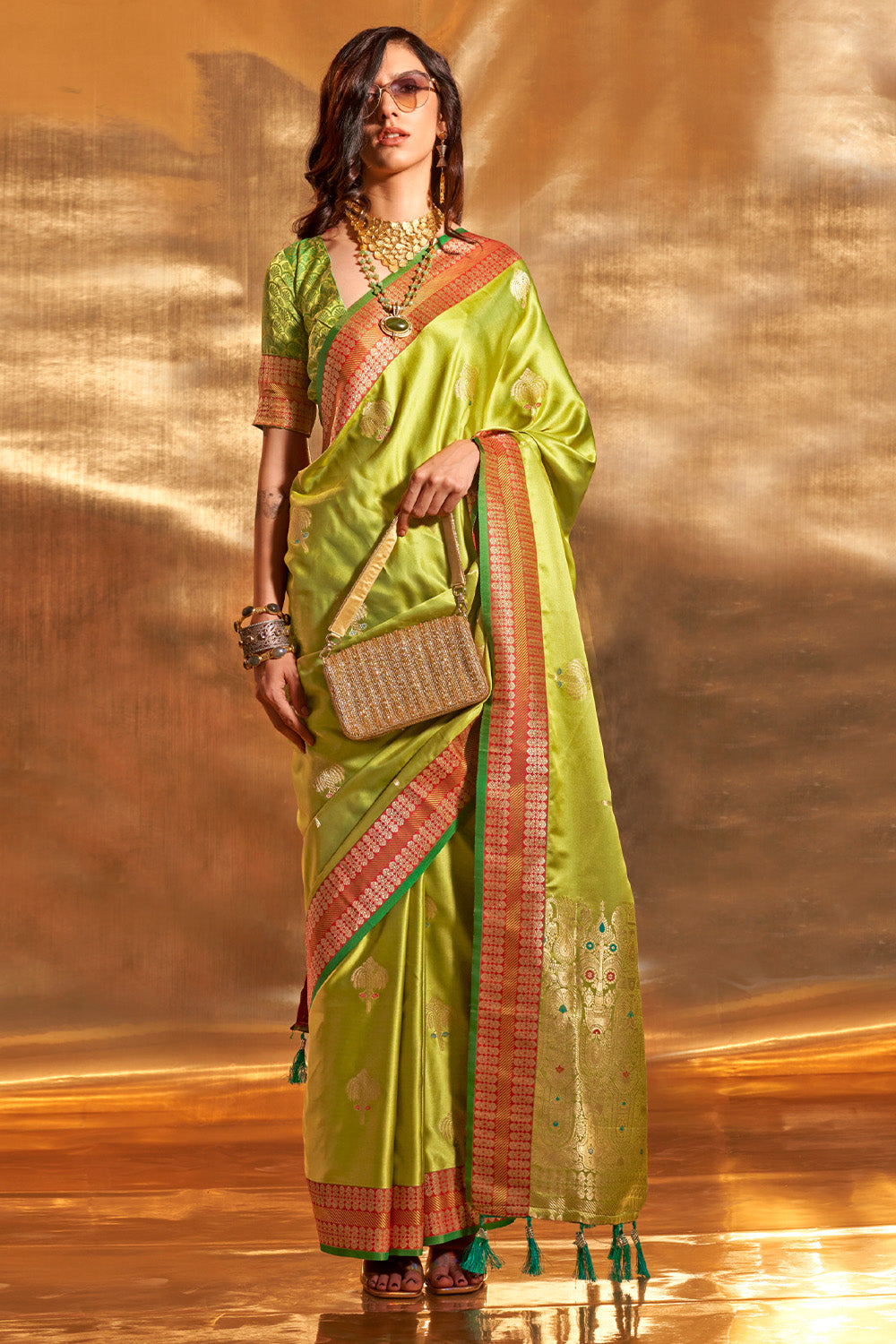 Green Banarasi Silk Saree