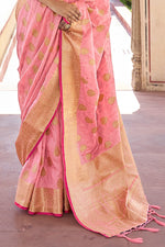 Cherry Pink Raw Silk Saree