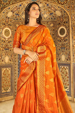 Tangerine Orange Silk Saree