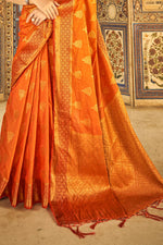 Tangerine Orange Silk Saree