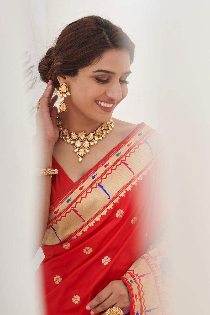 Scarlet Red Paithani Saree