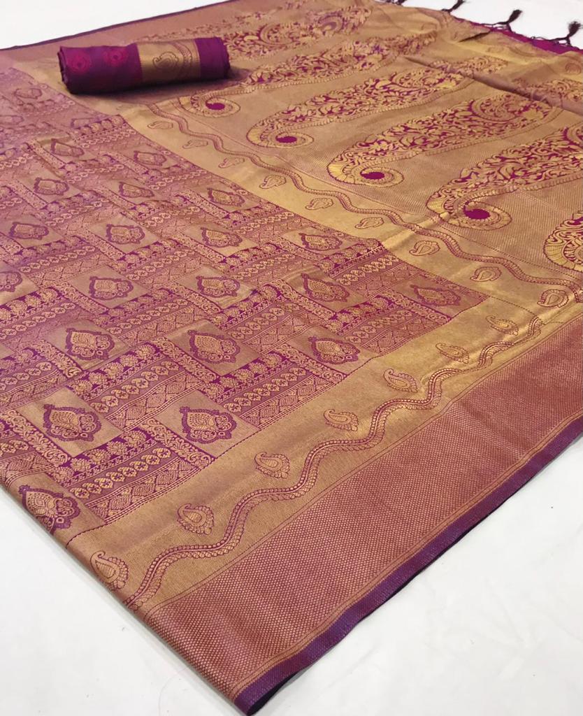 Mulberry Purple Shimmery Kanjivaram Saree