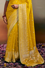 Canary Yellow Dola Silk Saree