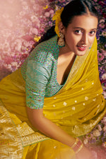 Canary Yellow Dola Silk Saree