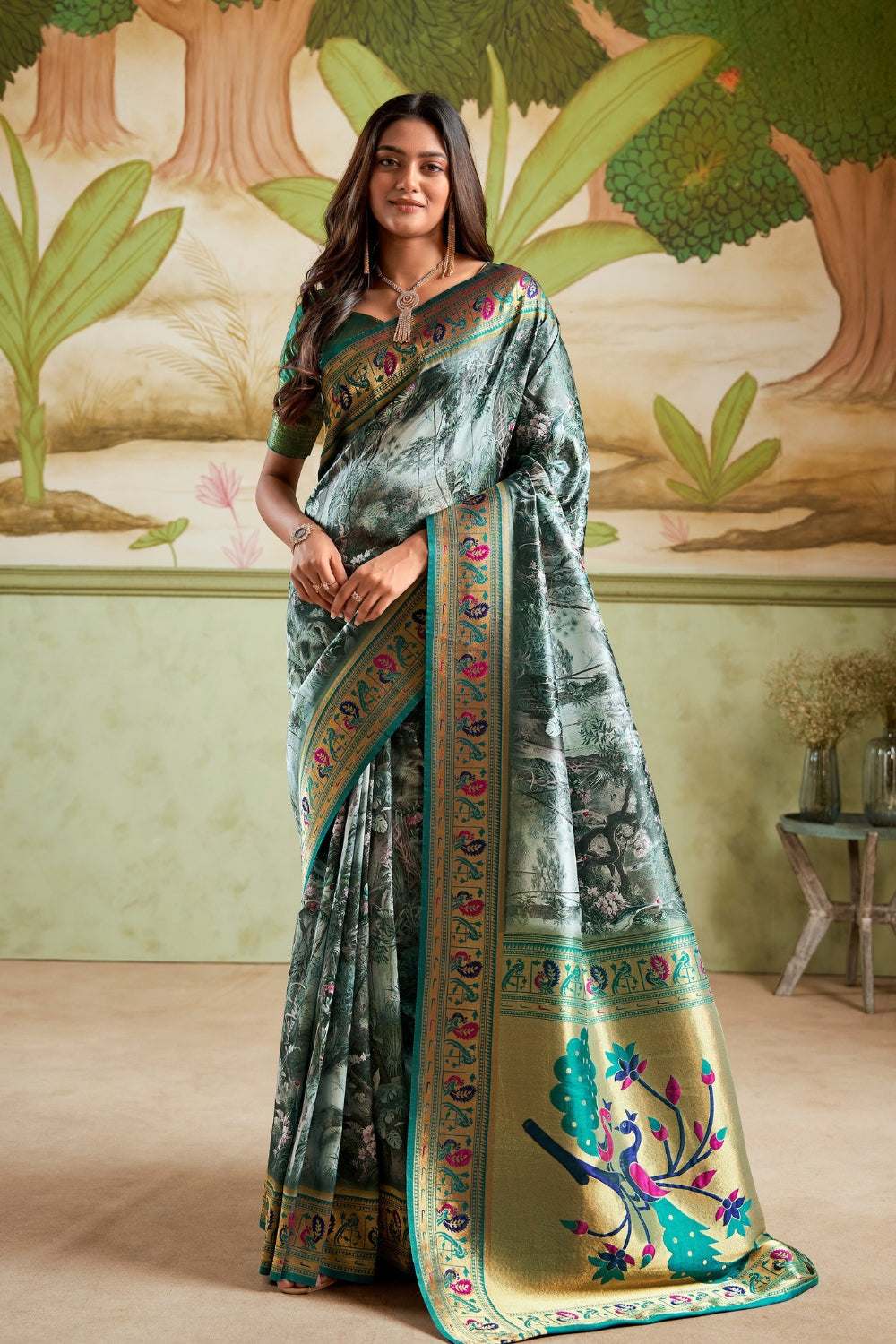 Multicolour Paithani Silk Saree