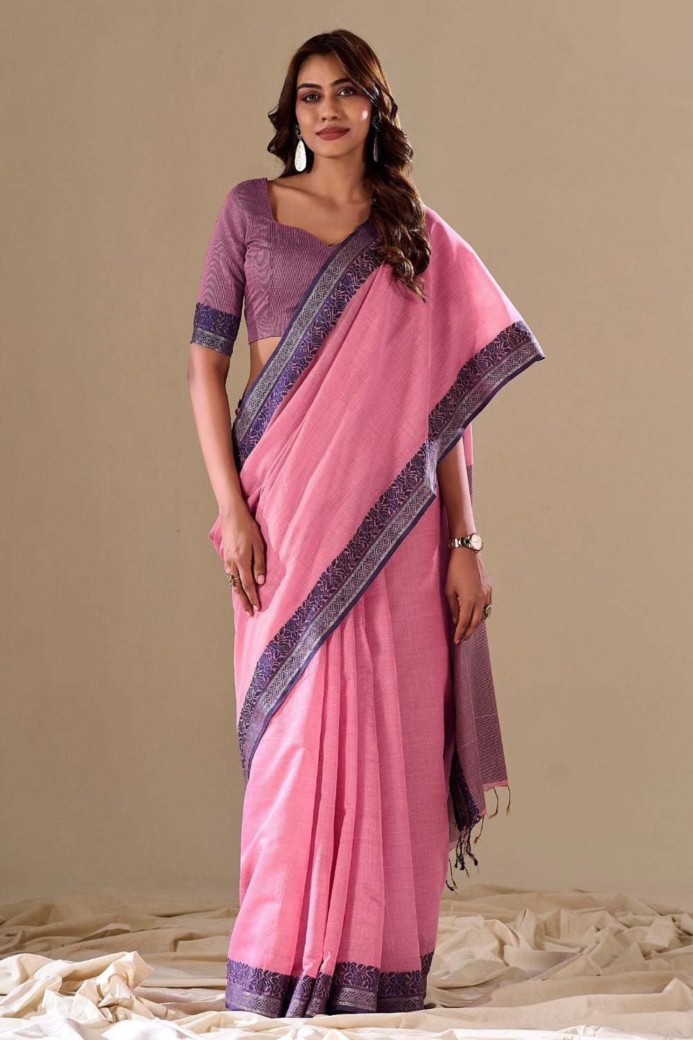 Light Pink Cotton Saree