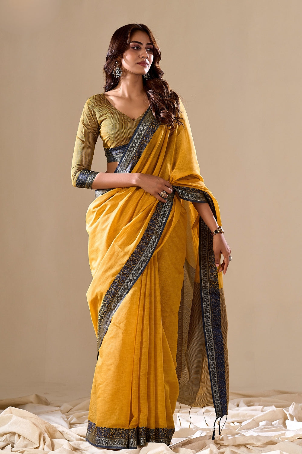 Light Yellow Cotton Saree