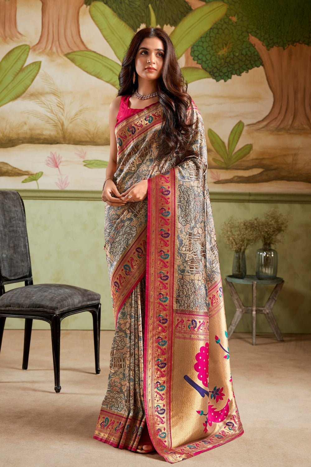 Multicolour Paithani Silk Saree