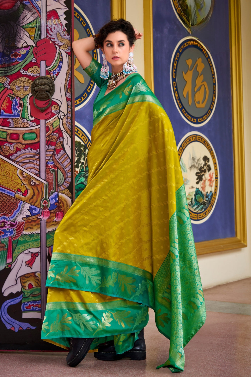 Mustard Yellow Banarasi Saree