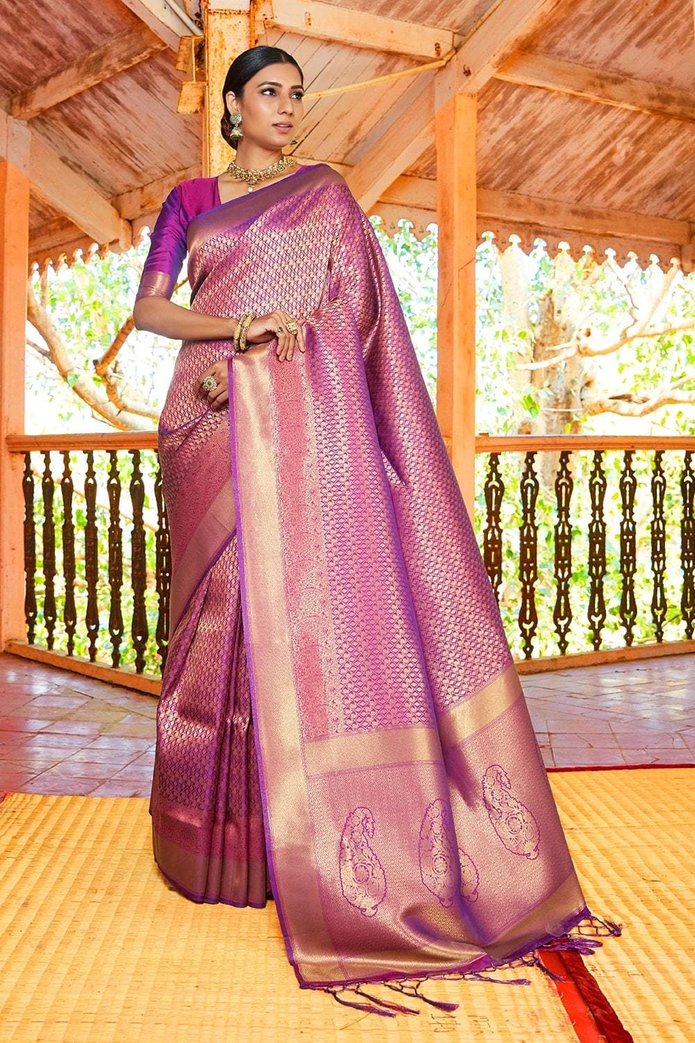 Mulberry Purple Zari Woven Kanjivaram Saree