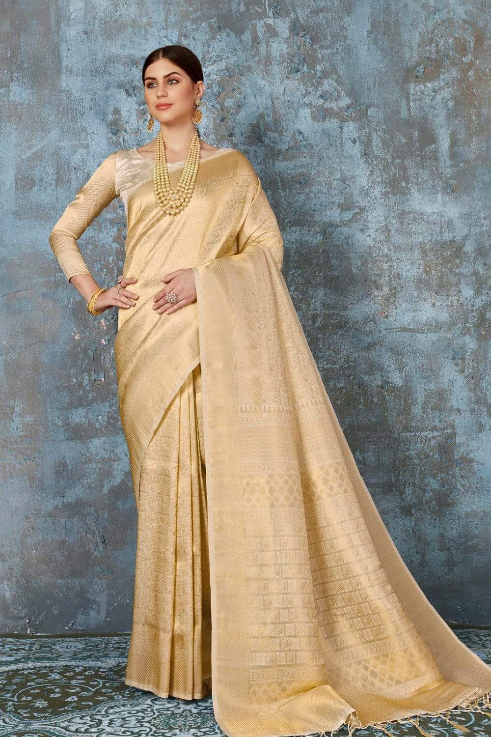 Subtle Gold Woven Kanjivaram Saree - Special Wedding Edition