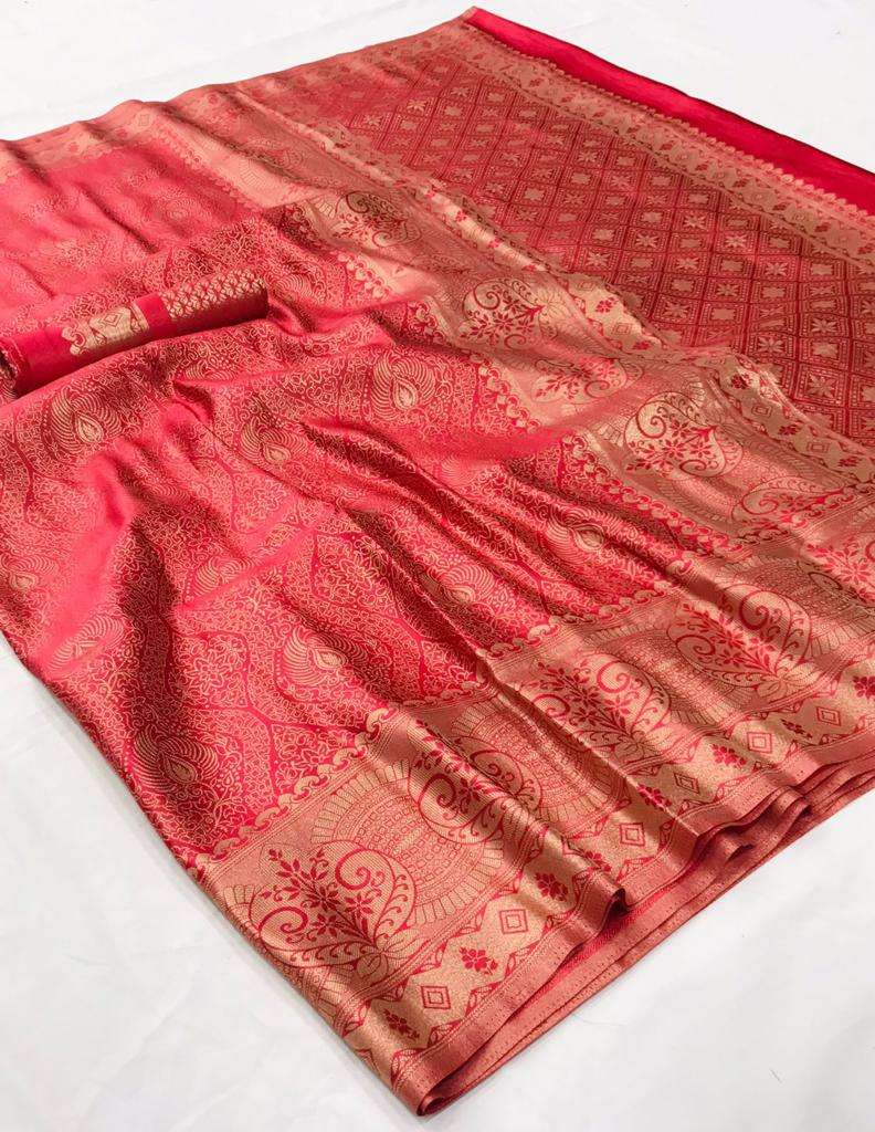 Creamy Pink Kanjivaram Saree