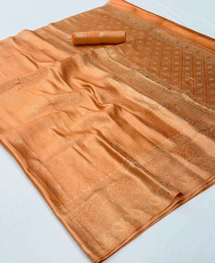 Coral Orange Kanjivaram Saree