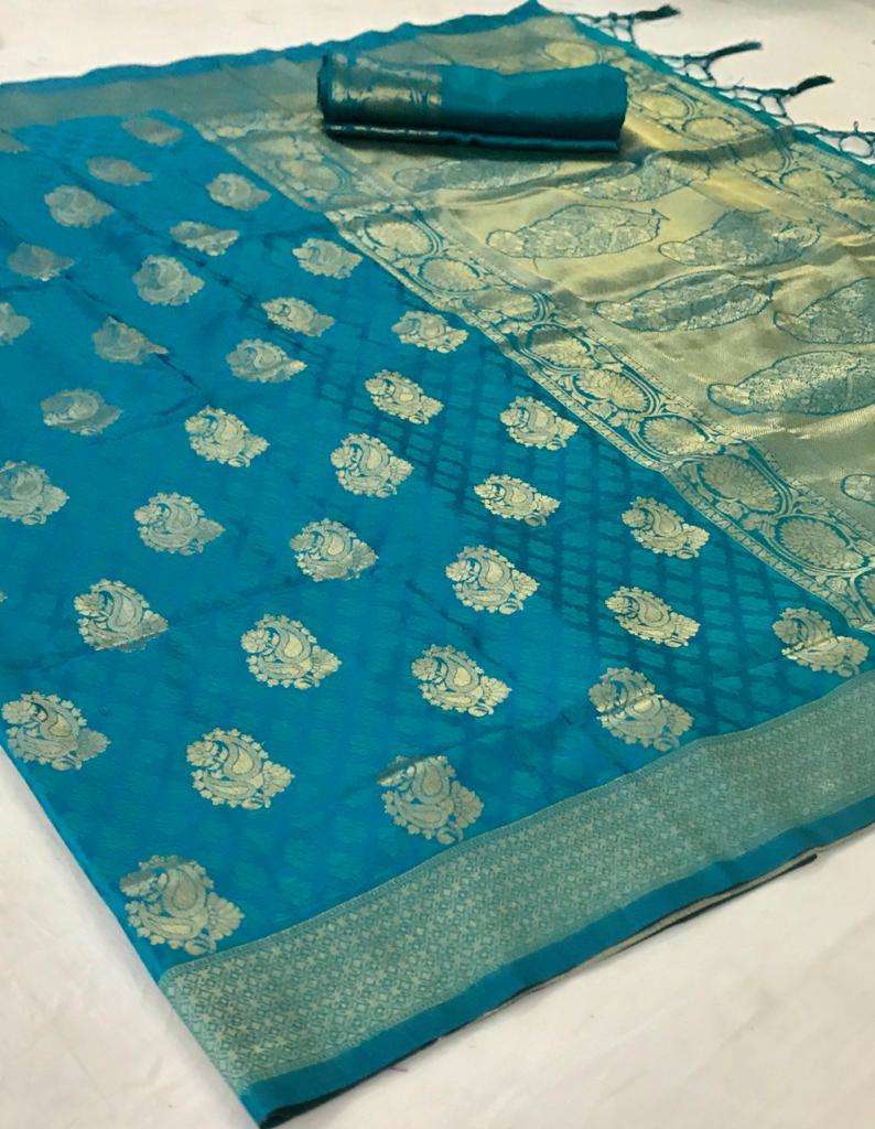 Pacific Blue Banarasi Saree