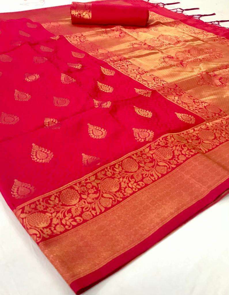 Cerise Pink Banarasi Saree