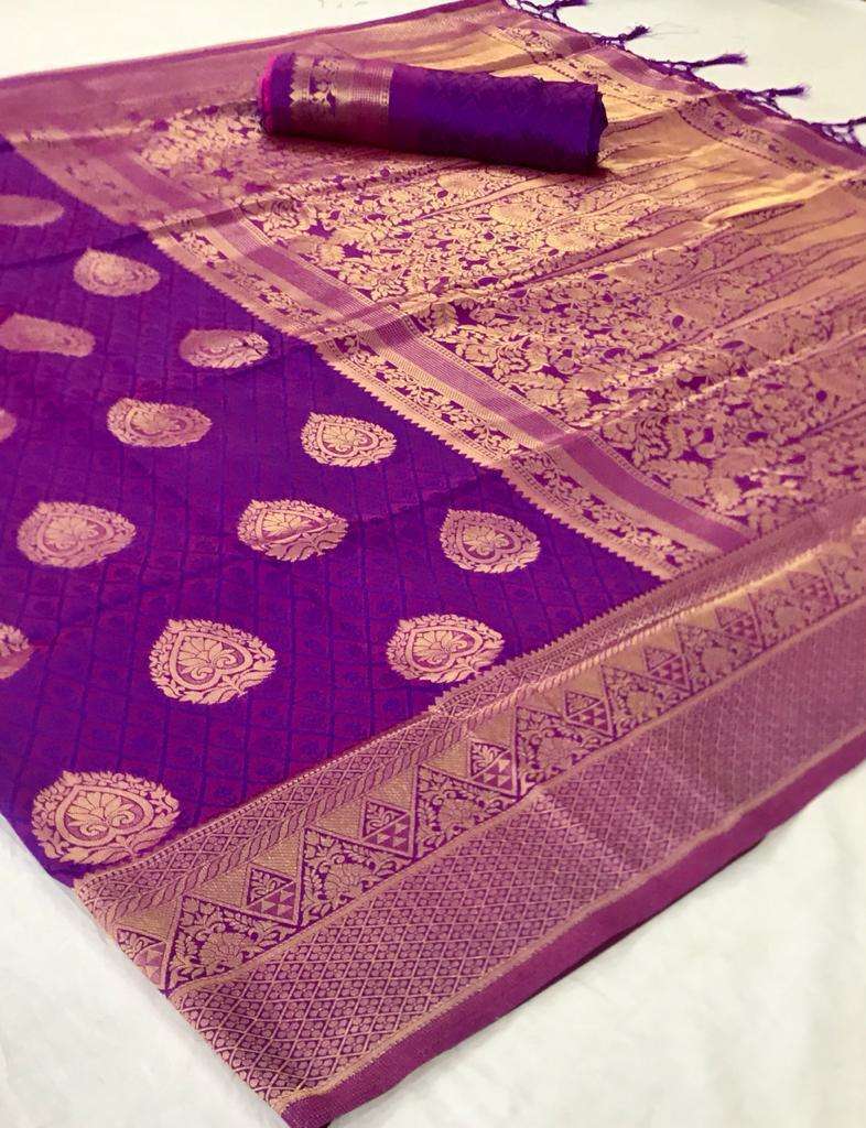 French Violet Banarasi Saree