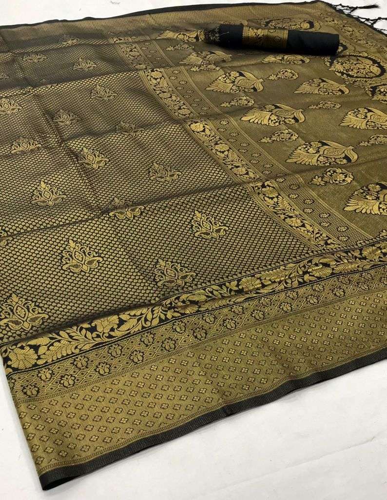 Pitch Black Kanjivaram Saree