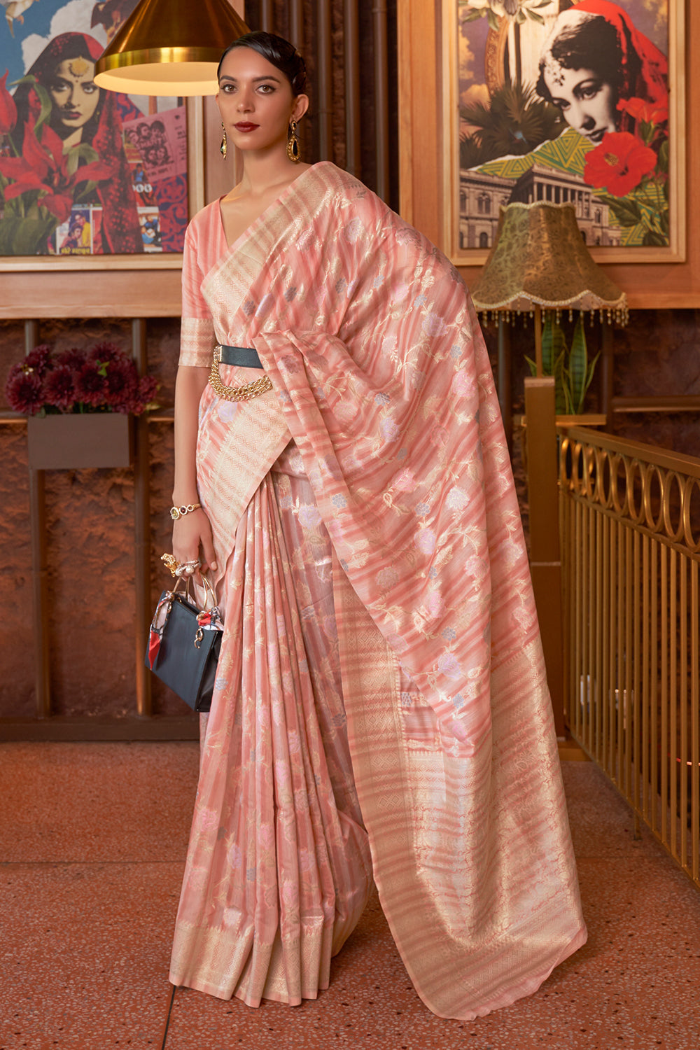 Flamingo Pink Linen Saree