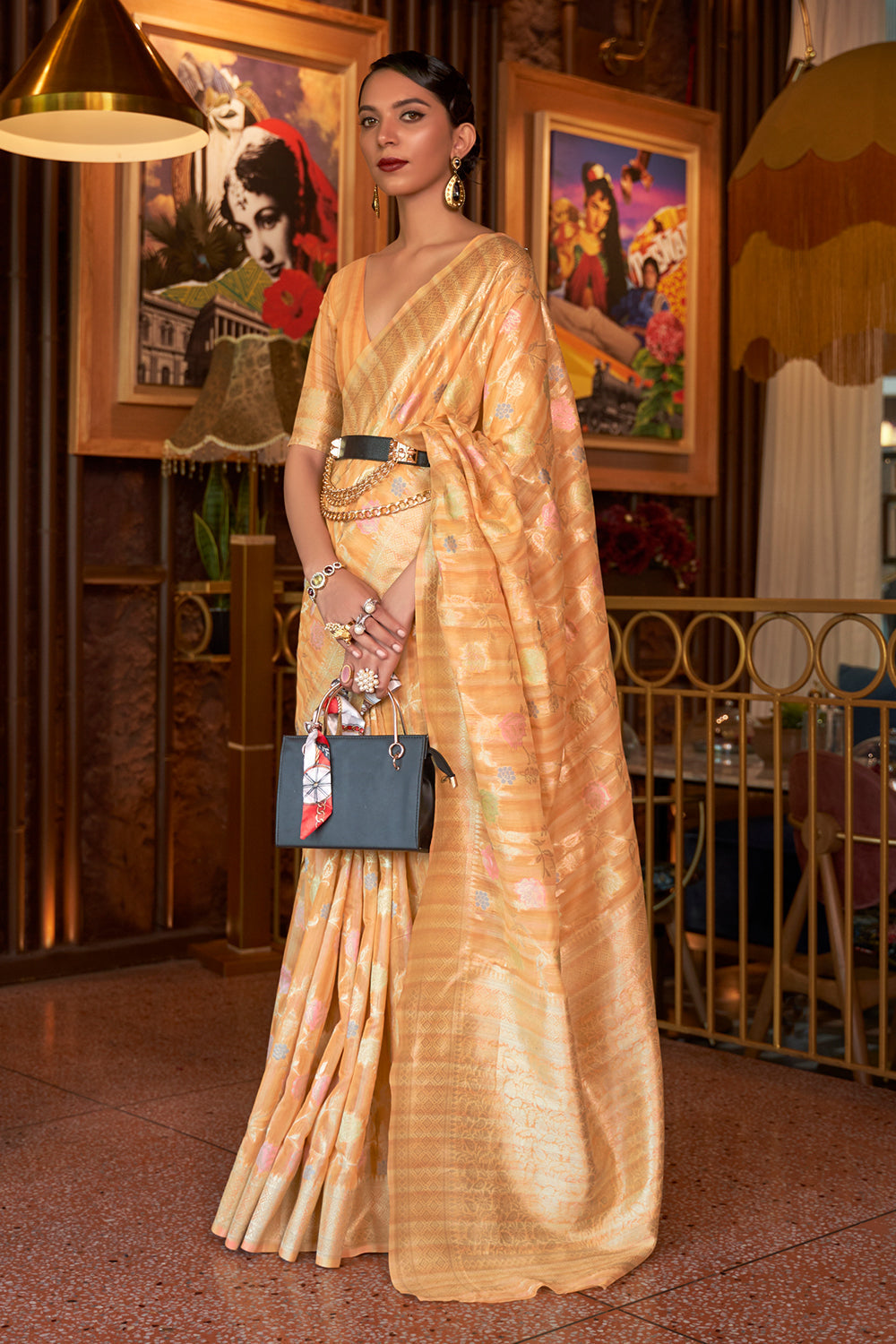 Honey Yellow Linen Saree