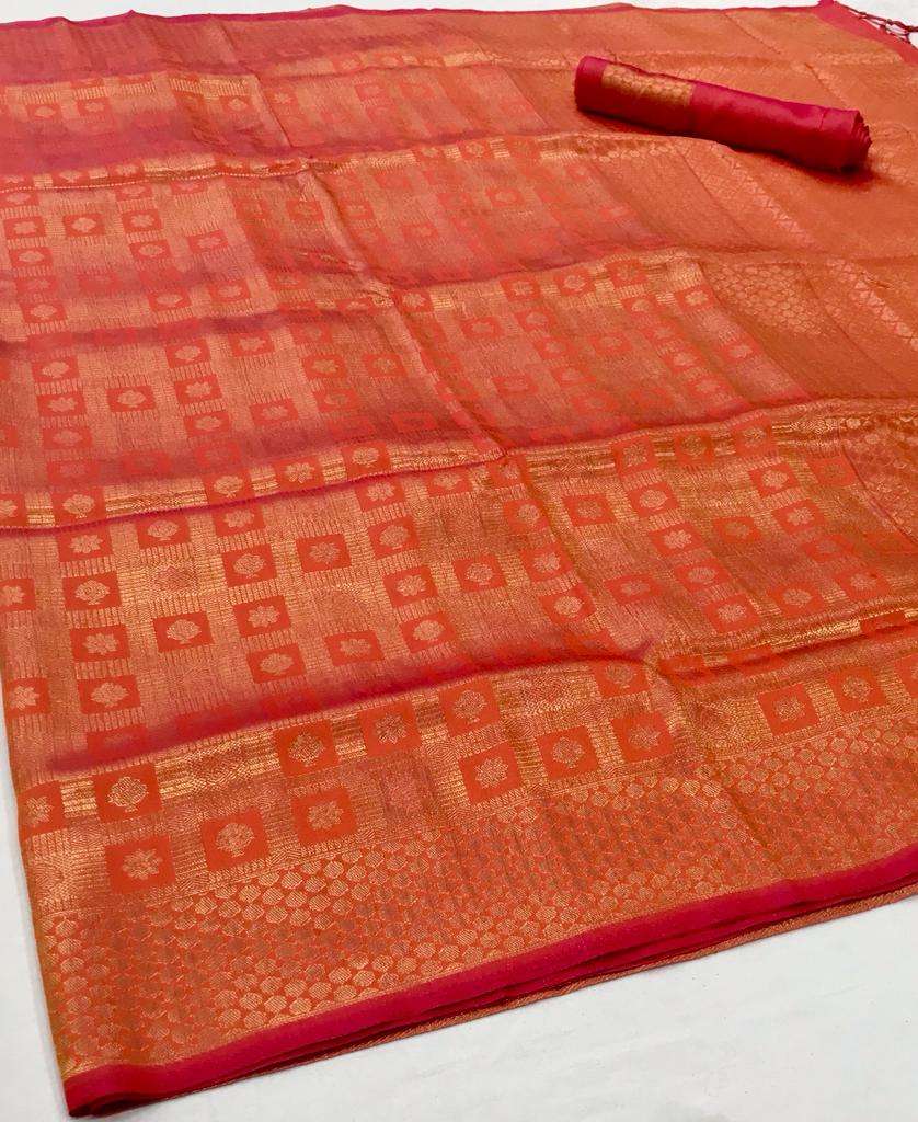 Peach Pink Kanjivaram Saree