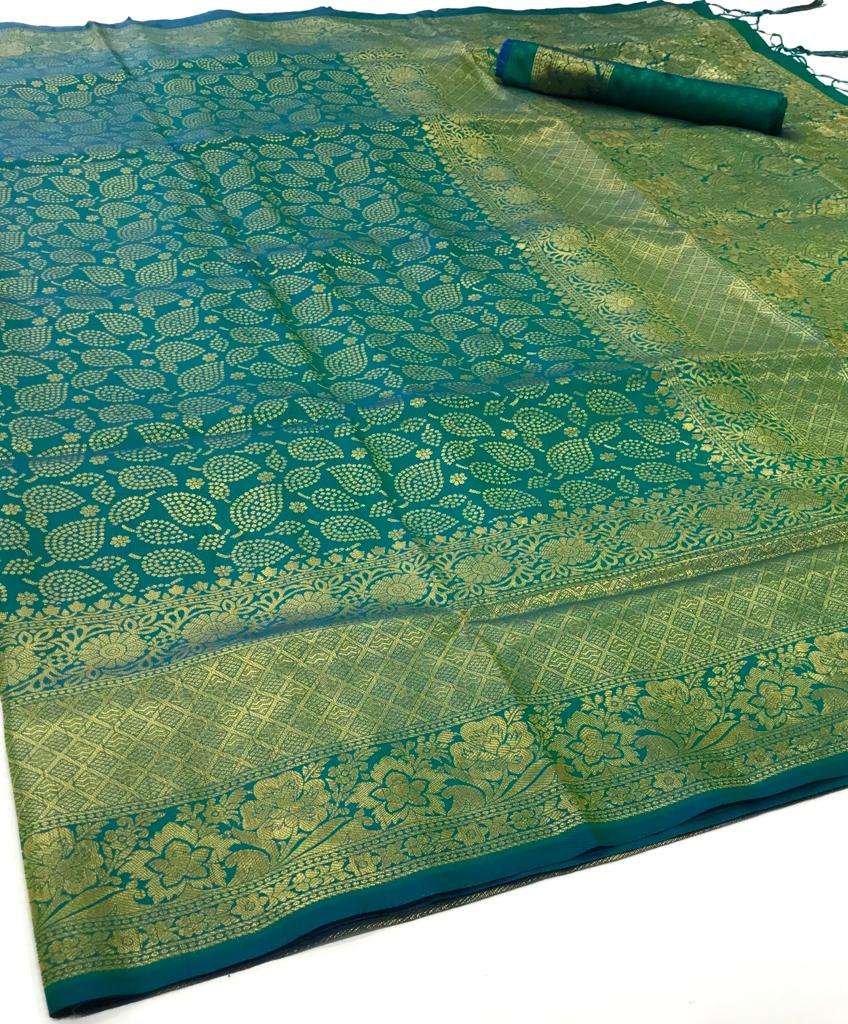 Pine Blue Kanjivaram Saree