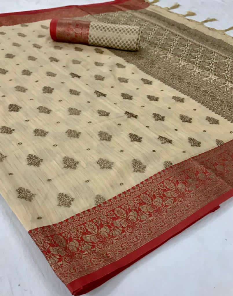 Sepia Yellow  Zari Woven South Silk Saree