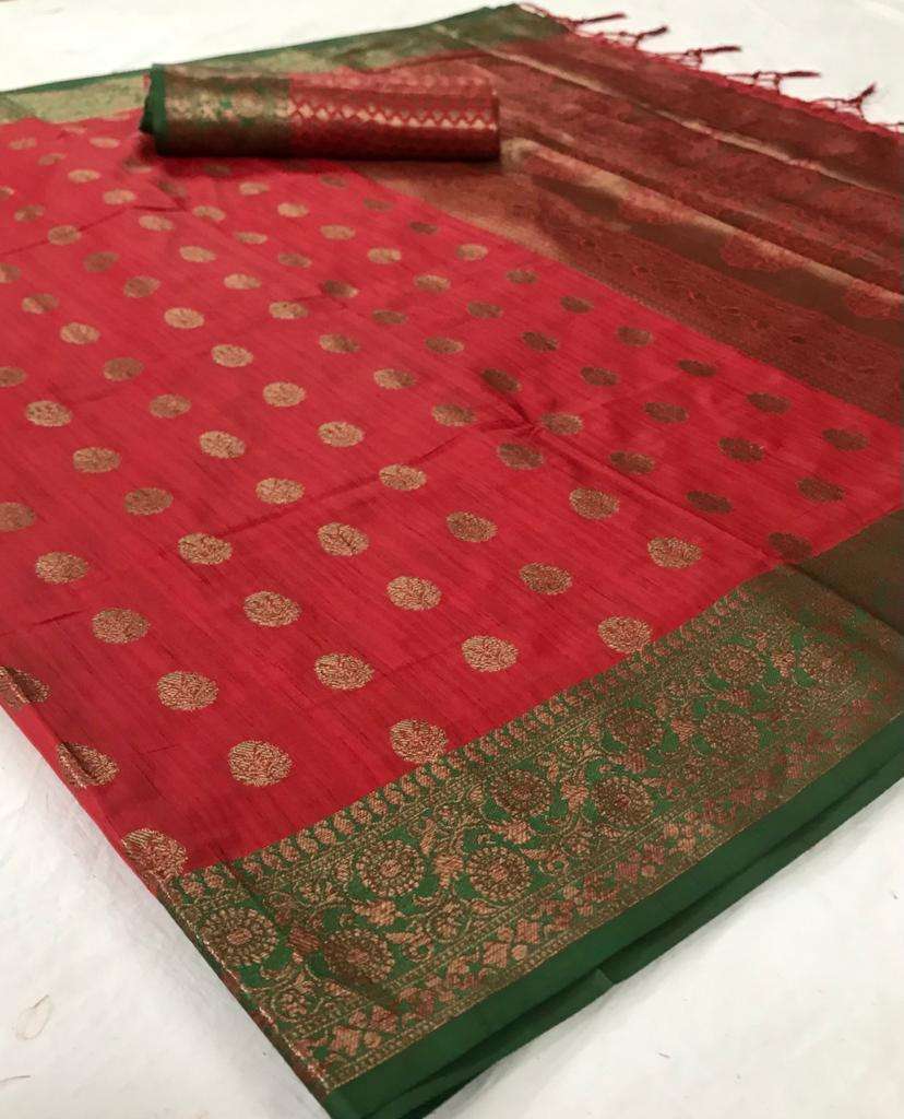 Rufous Red Zari Woven South Silk Saree