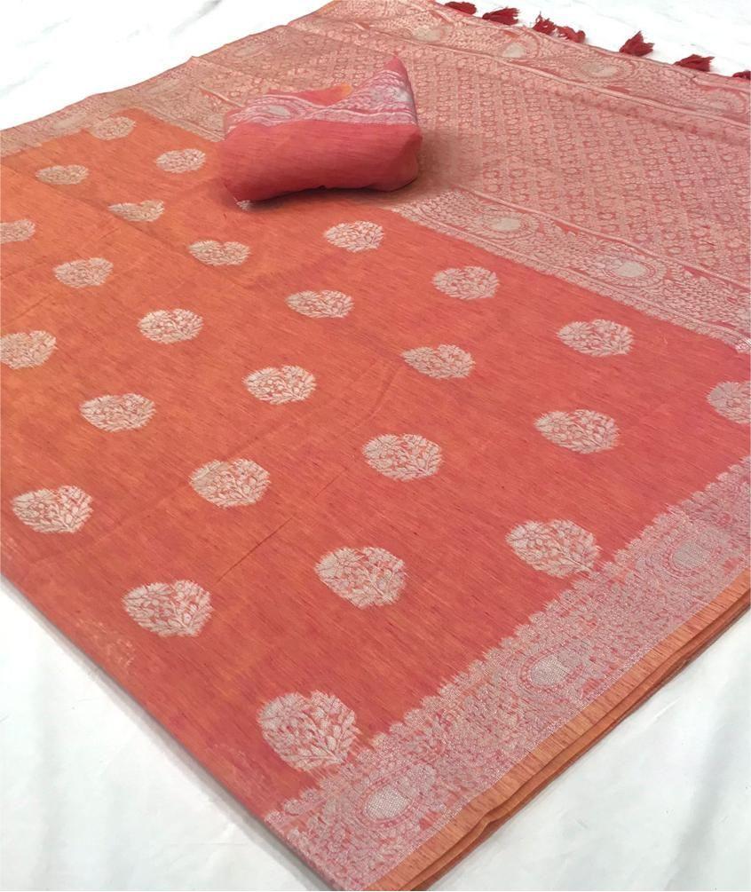 Blush Pink Linen Saree