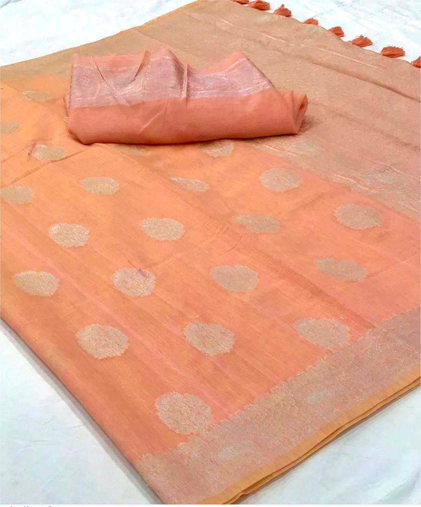 Light Orange Linen Saree