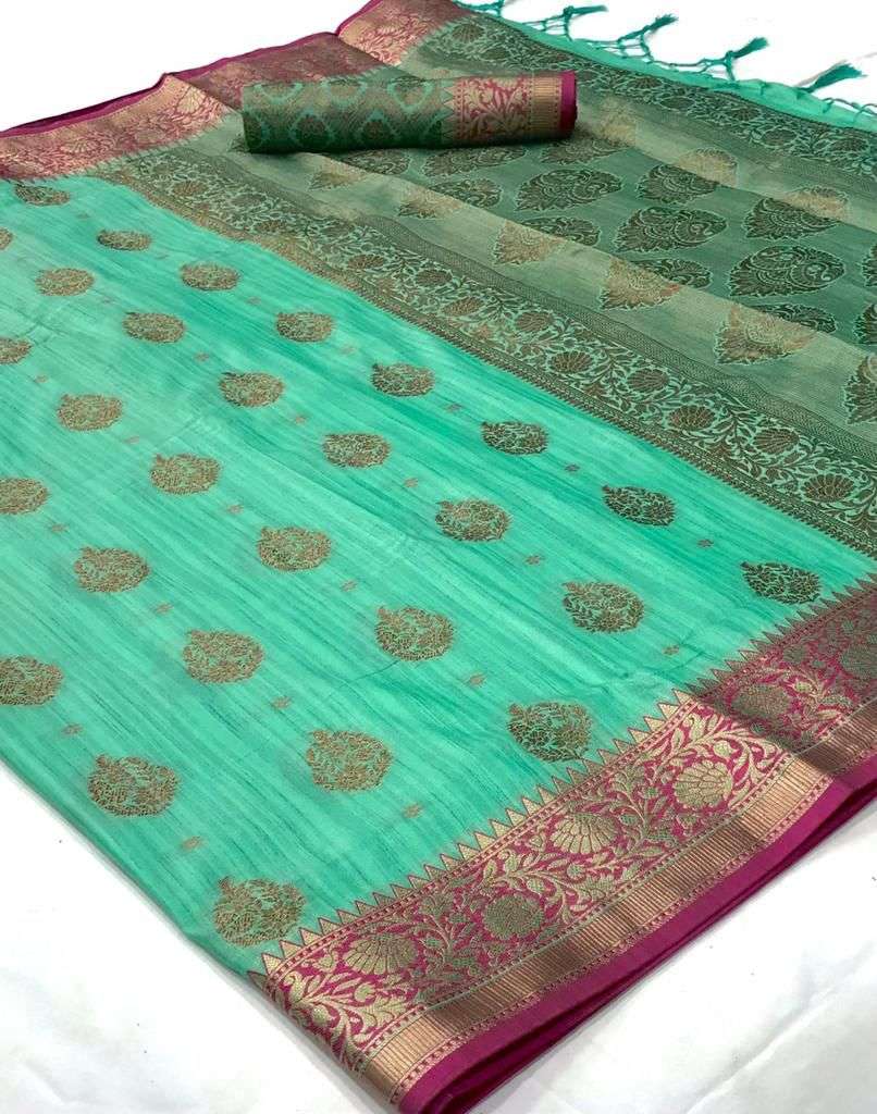 Aqua Blue Cotton Saree