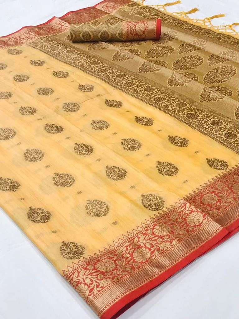 Royal Orange Cotton Saree