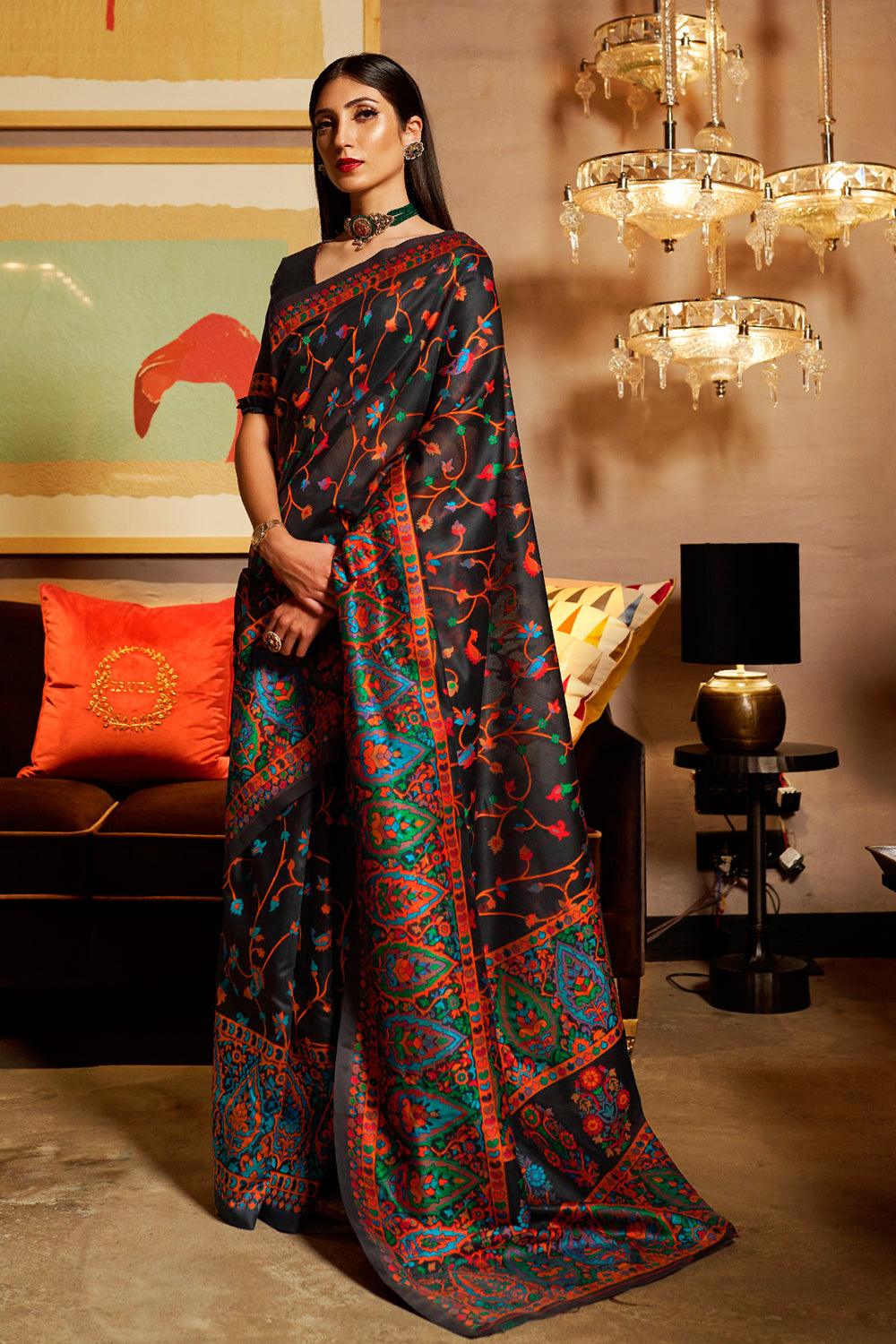 Midnight Black Banarasi Saree