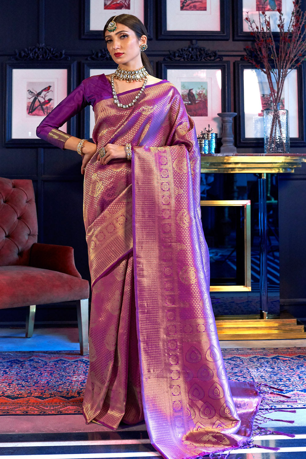 Royal Purple Kanjivaram Saree