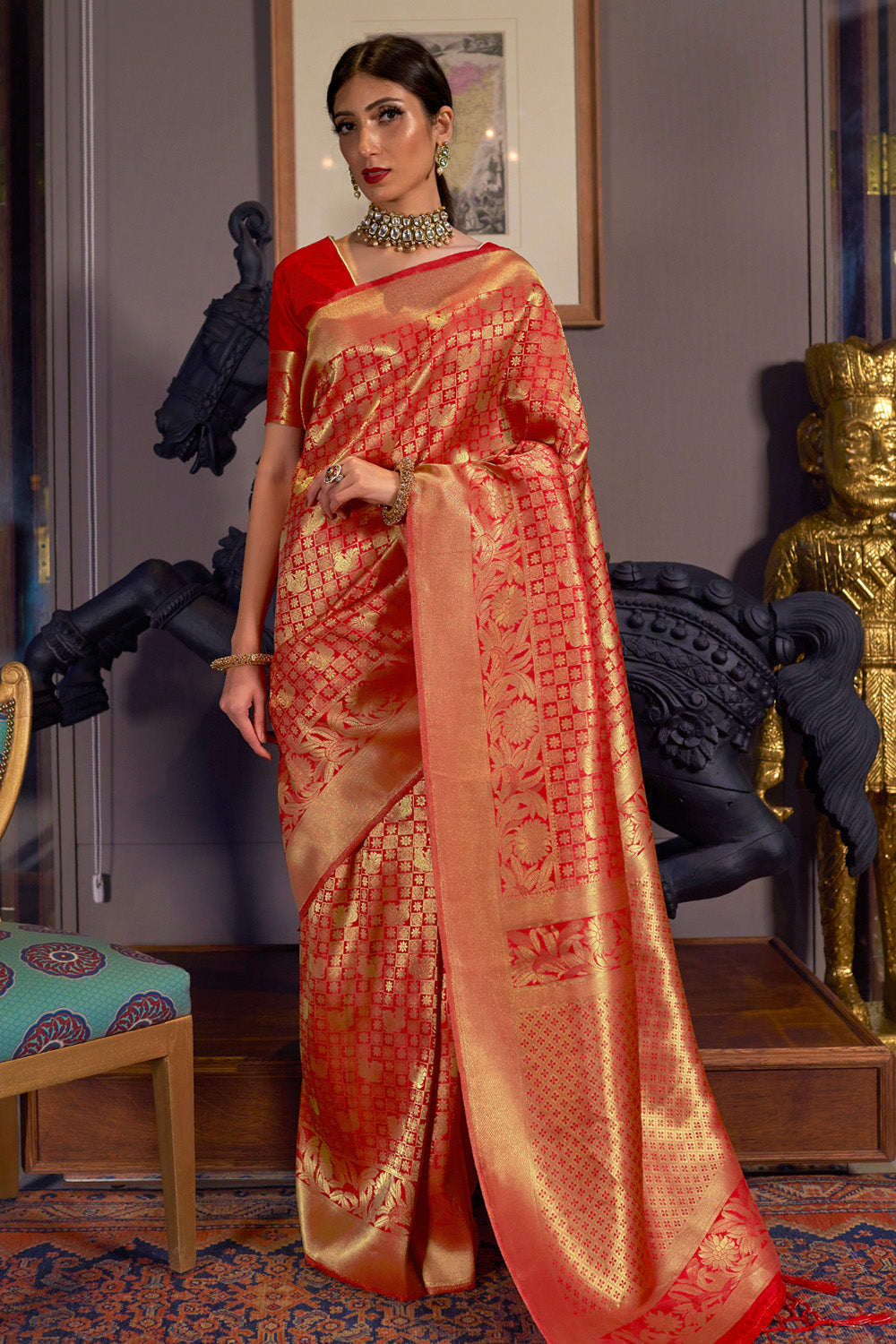 Passion Red Kanjivaram Saree