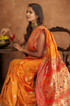 Amber Orange Banarasi Silk Saree