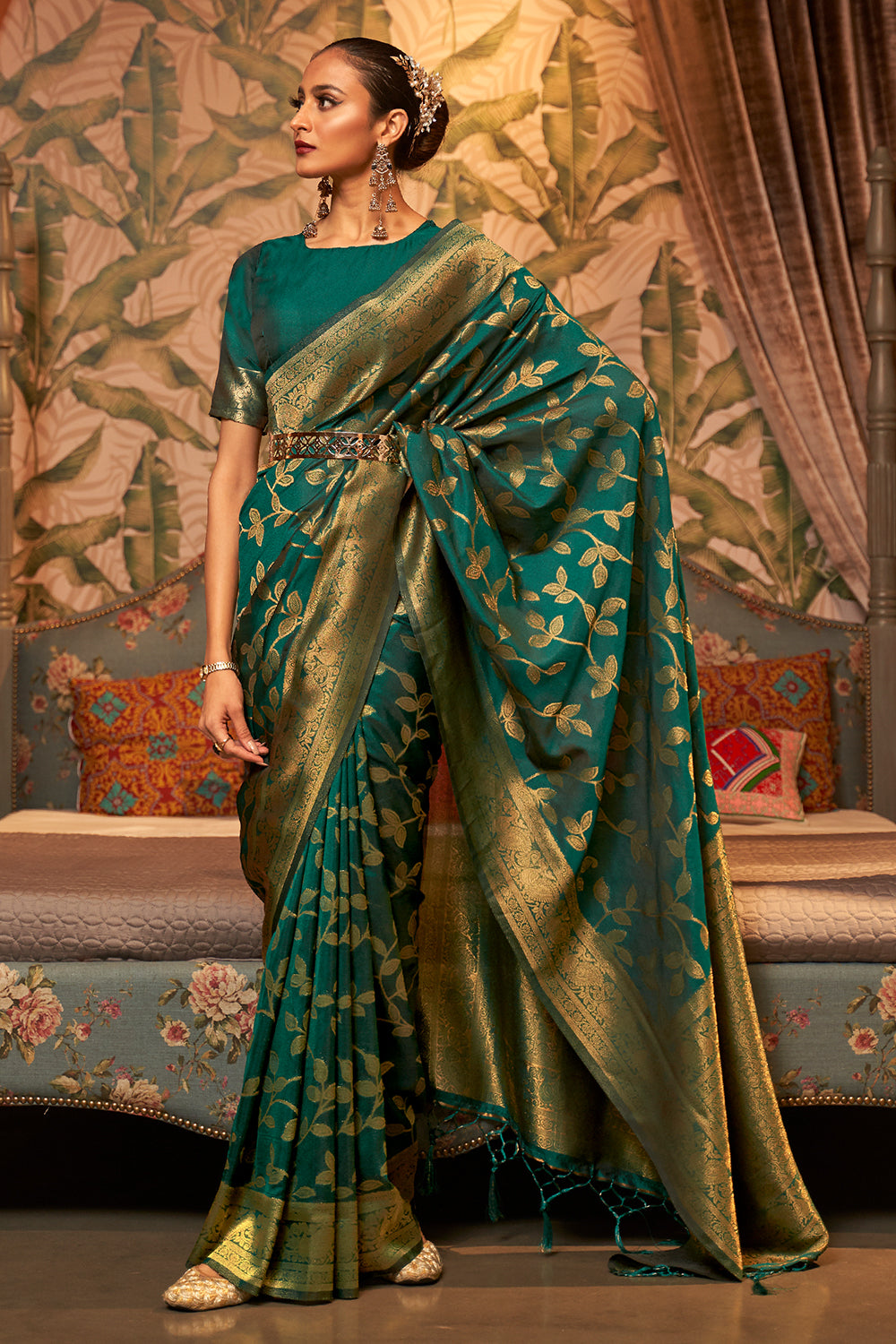 Forest Green Kanjivaram Saree