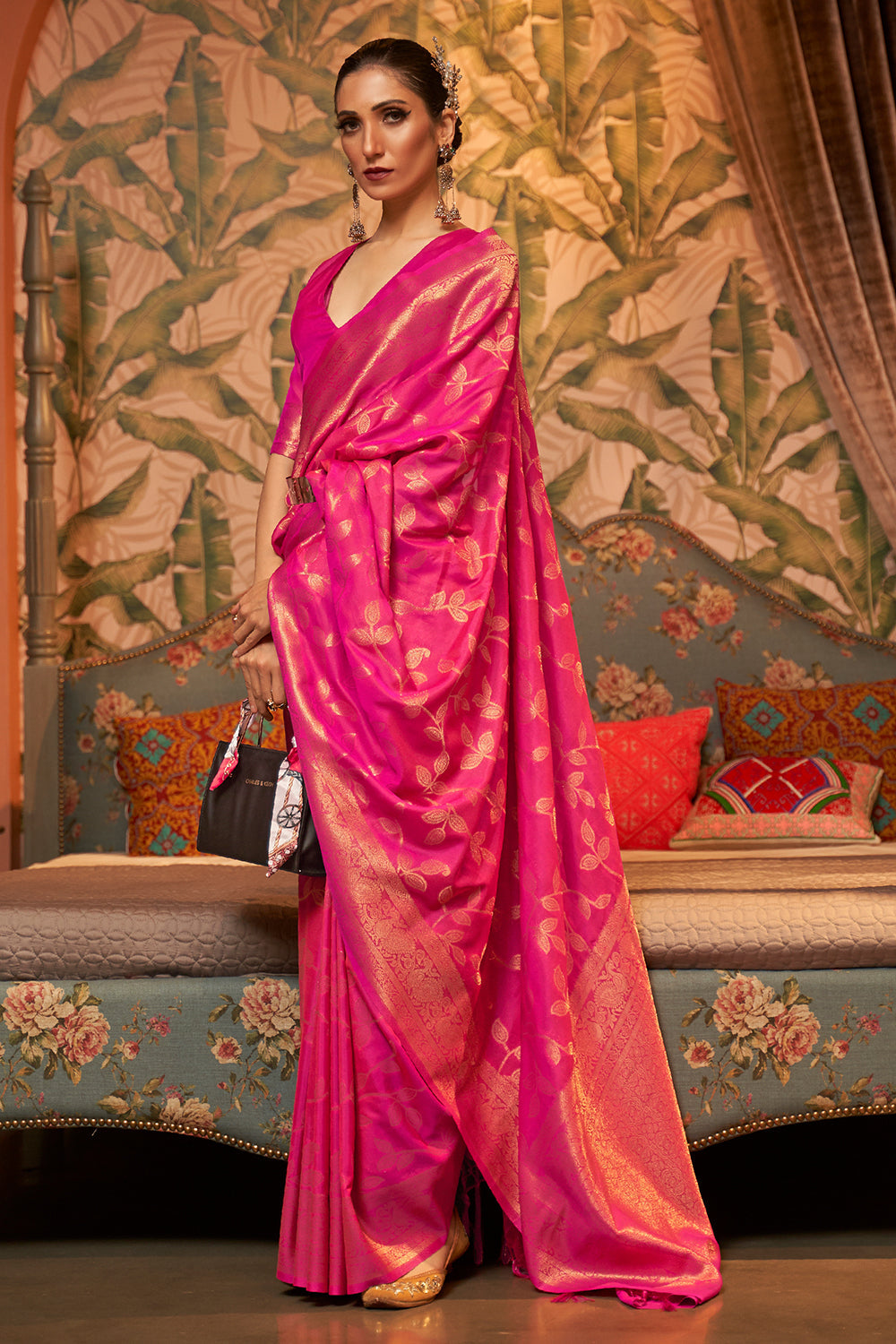 Hot Pink Kanjivaram Saree