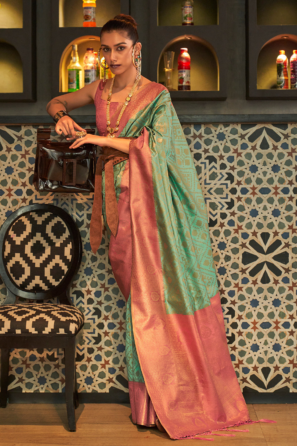 Mint Green Kanjivaram Silk Saree