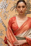 White And Orange Kanjivaram Saree