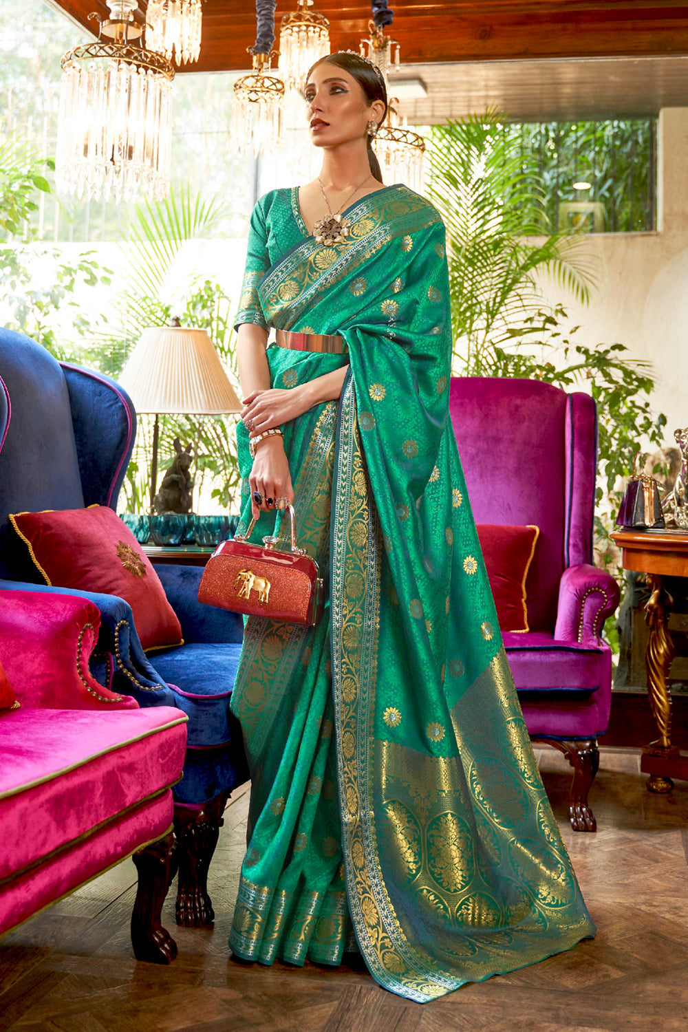 Tiffany Blue Kanjivaram Saree