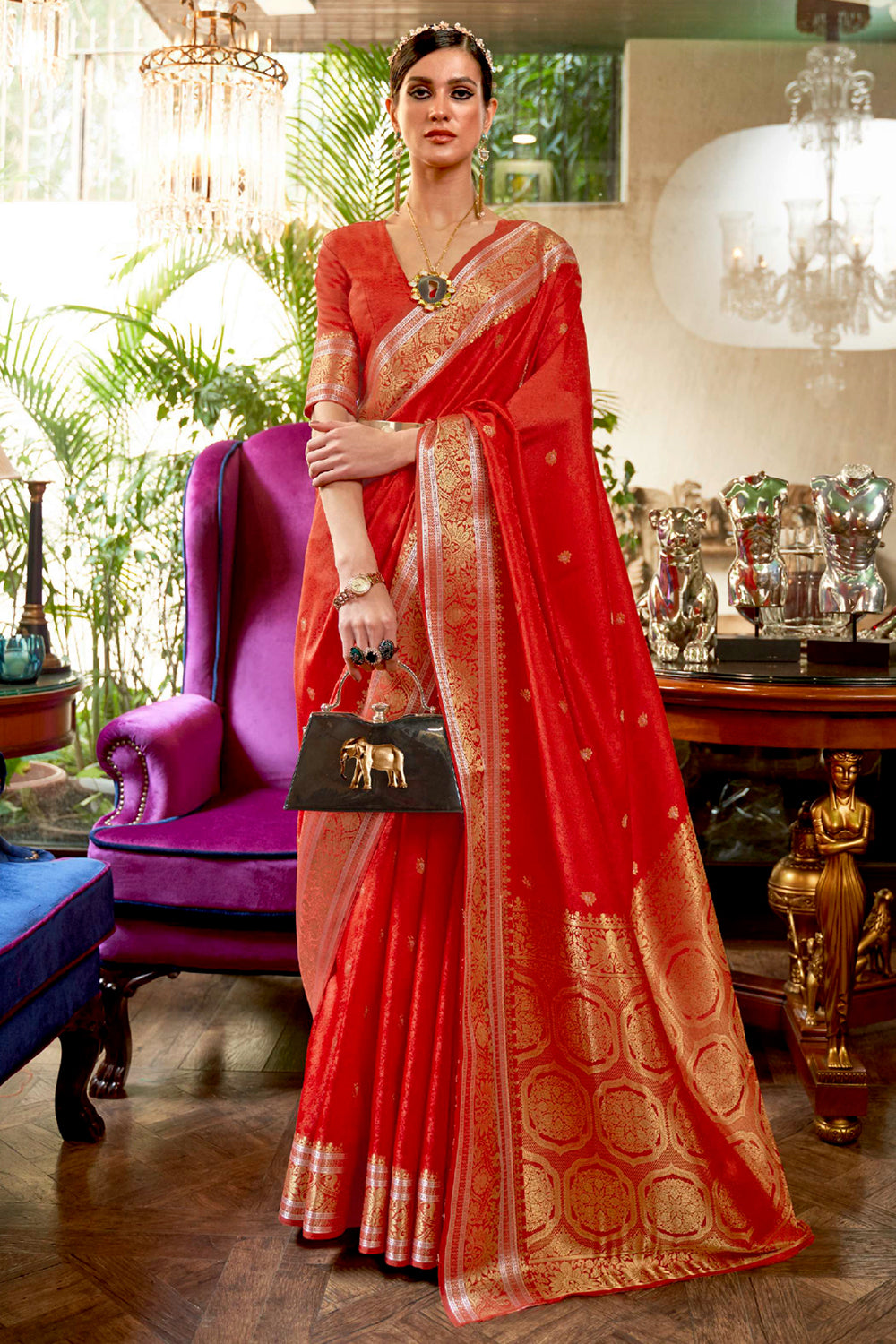 Berry Red Kanjivaram Saree