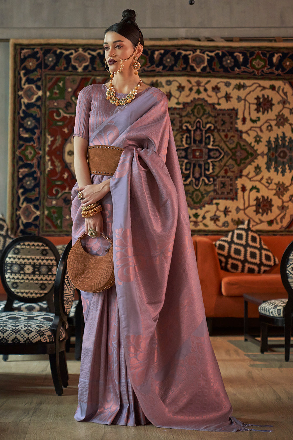 Pale Purple Kanjivaram Silk saree