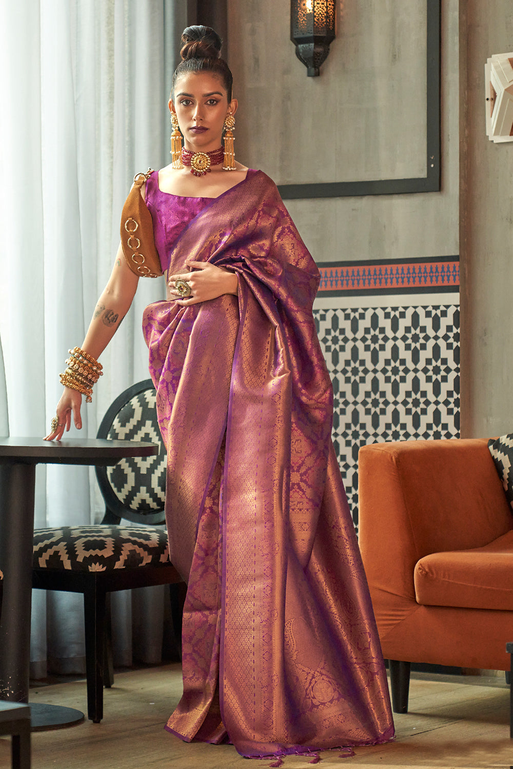 Mulberry Purple Kanjivaram Saree