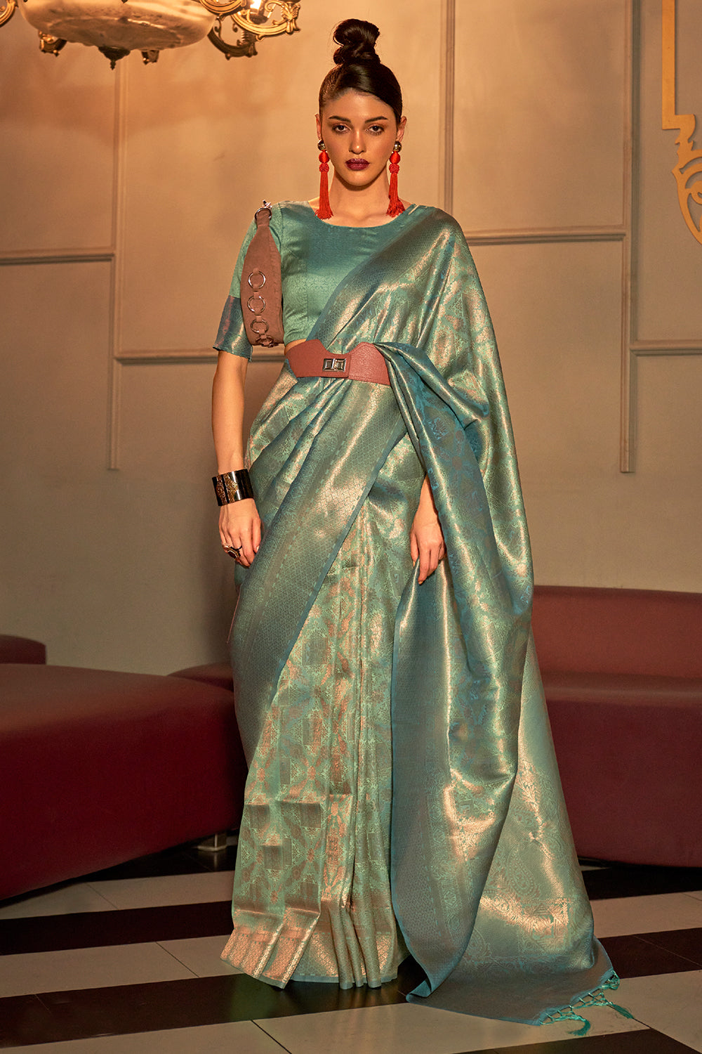 Baby Blue Kanjivaram Silk saree