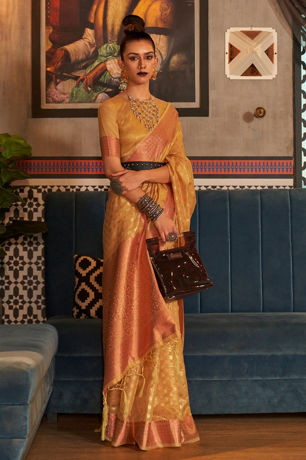 Dandelion Yellow Kanjivaram Silk saree