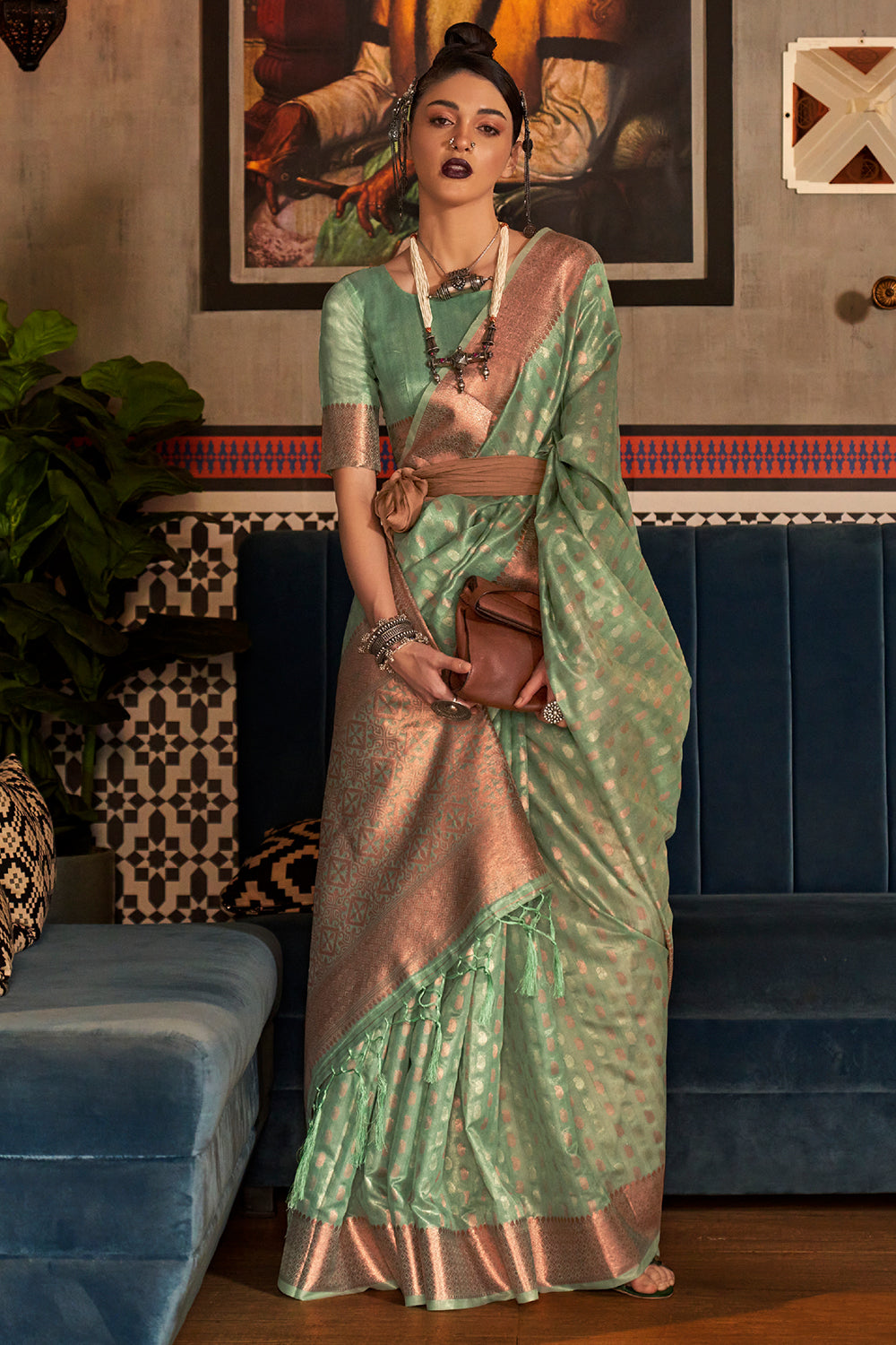 Jade Green Kanjivaram Silk saree