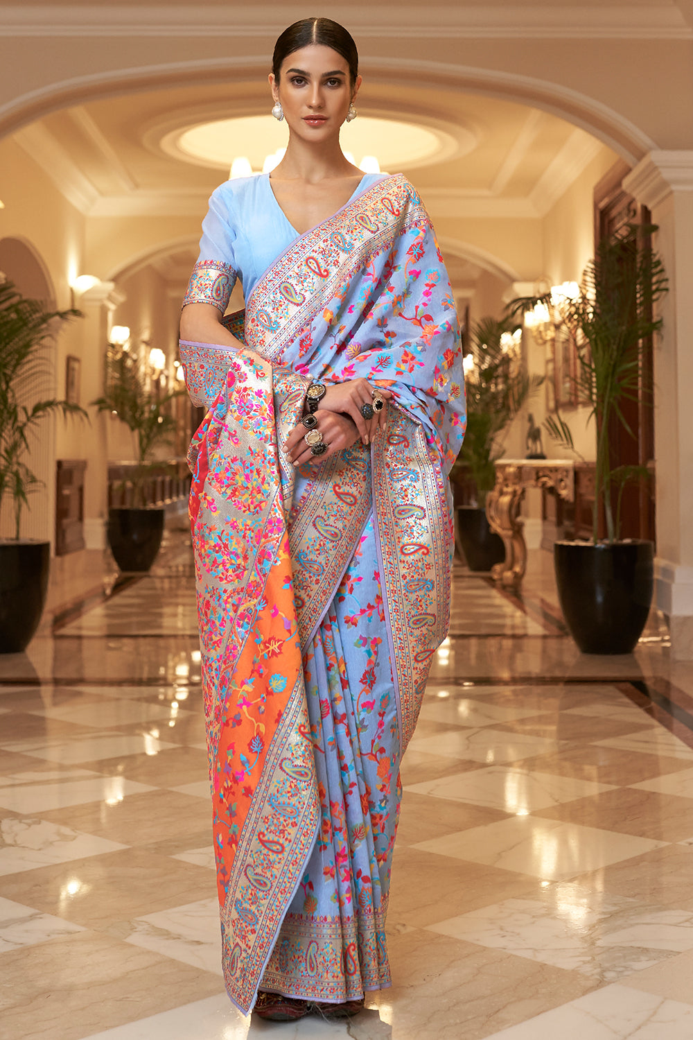 Maya Blue Pashmina Saree