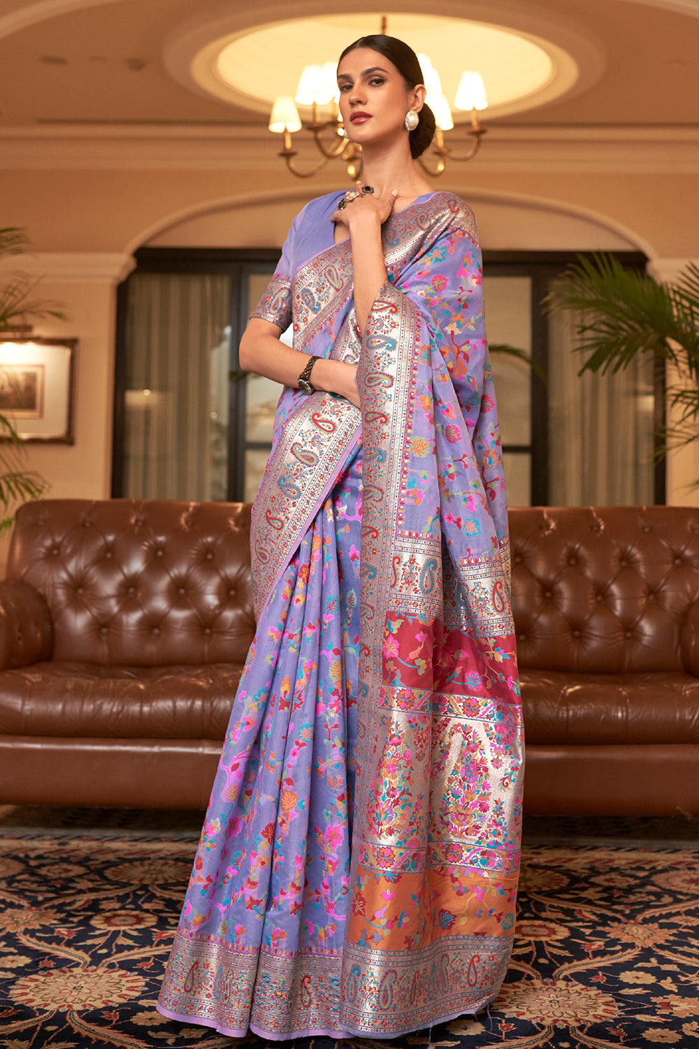 Irish Purple Pashmina Saree